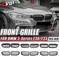 XVIP-rejilla de parachoques delantero para BMW, accesorio brillante de doble línea, estilo diamante plateado, para Serie 3, F30, F31, F35, 2012-19, 320i, 325i, 328i