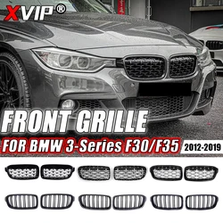 XVIP Shiny Double Line Style Front Bumper Grille For BMW 3 Series F30 F31 F35 2012-19 320i 325i 328i Silver Diamond Style Grill