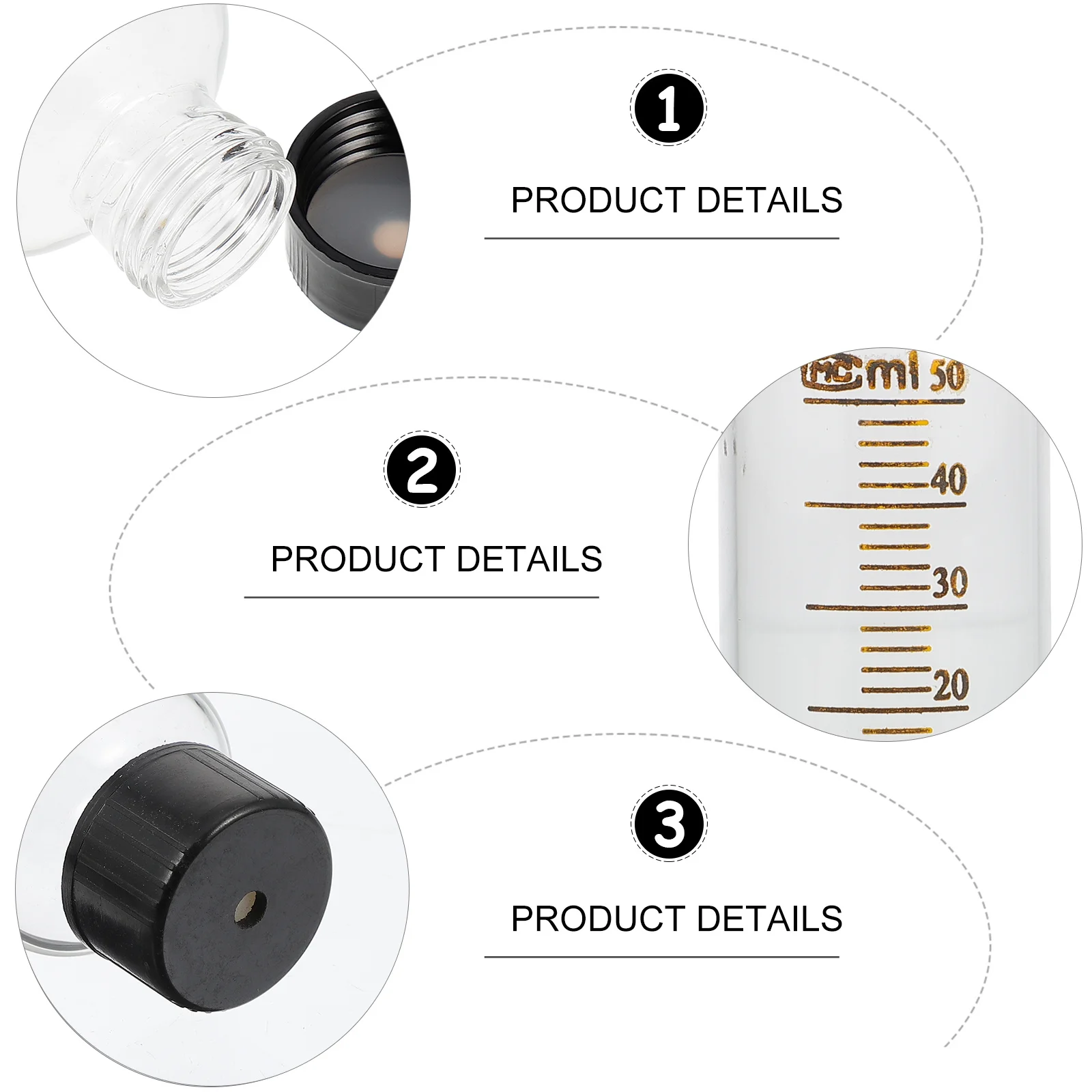 

2Pcs 50Ml Headspace Vials Clear Glass Sample Vial with Lid Laboratory Bottles for Storing Liquids Powder Specimen