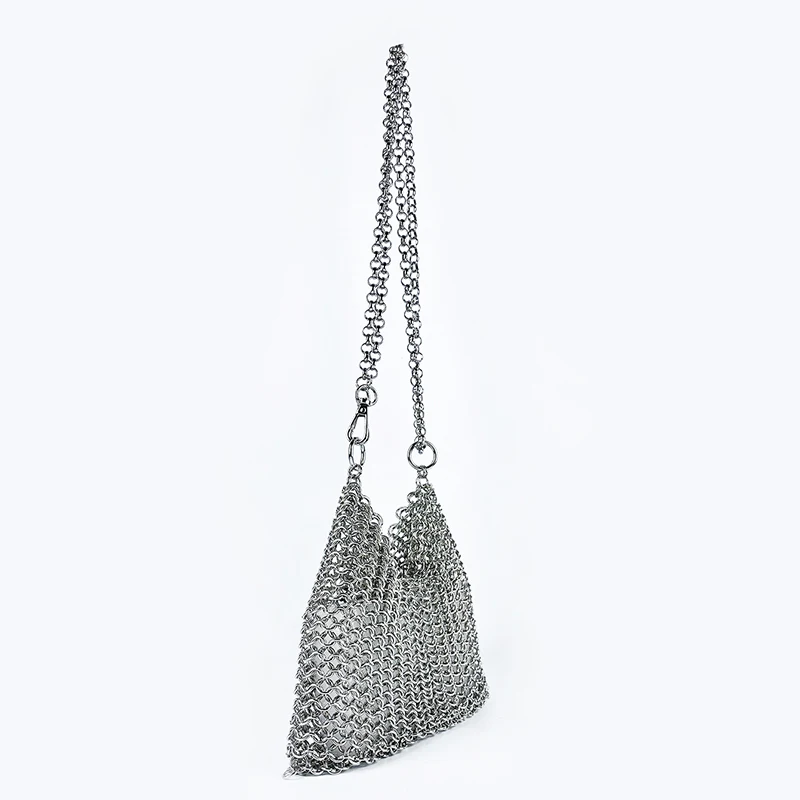 Metallic shiny hand-woven sequins, tote bag, shopping bag, underarm cross-body bag