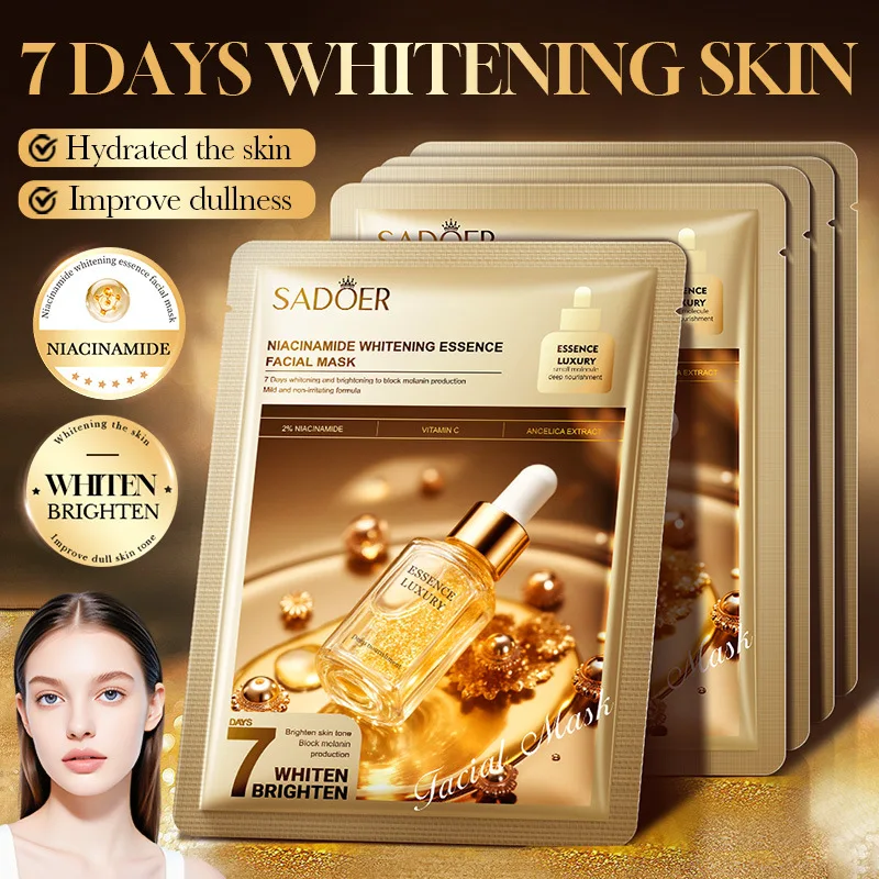 SADOER Niacinamide Whitening Facial Masks 7 Days Brighten Improve Dullness Moisturizing Vitamin C Face Mask Skin Care