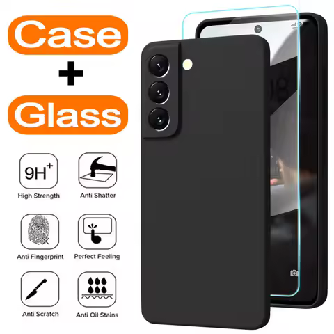 Tempered Glass With Phone Case For Samsung Galaxy A11 A21 A31 A51 A71 5G A02 A22 4G A32 A13 A33 A23 Silicone Shockproof Cover