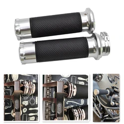 Motorcycle CNC Aluminum None-Slip Gel Rubber 1'' 25 MM Handlebar Cross Grips Handle Bar Grip For Harley Softail Touring Dyna