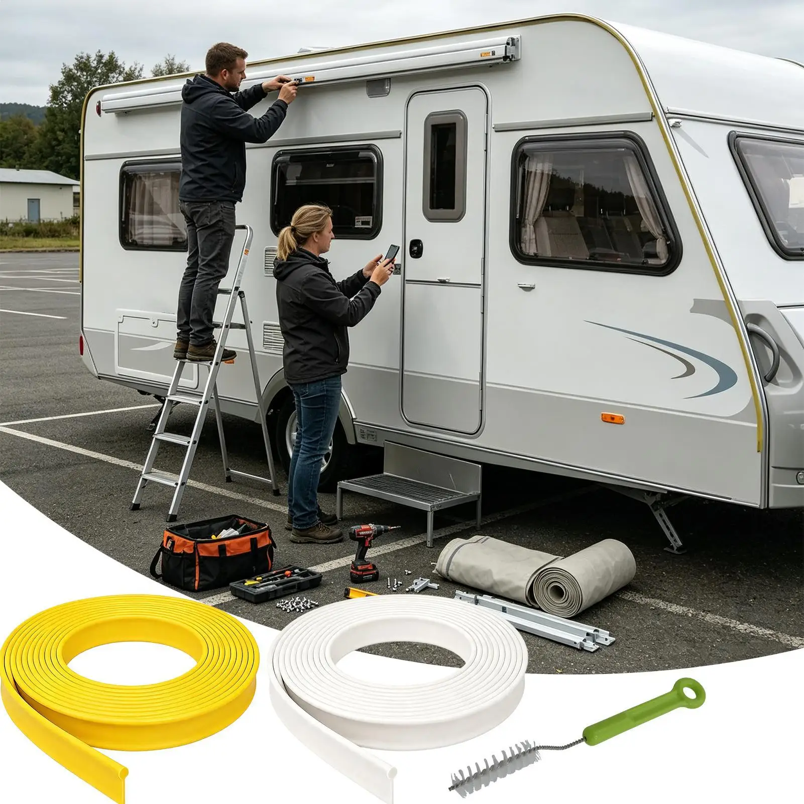 Awning Rail Piping 33ft Weather-Resistant Cut To Size Caravan Awning Track Strip For Motorhome Camper Campervan Commercial