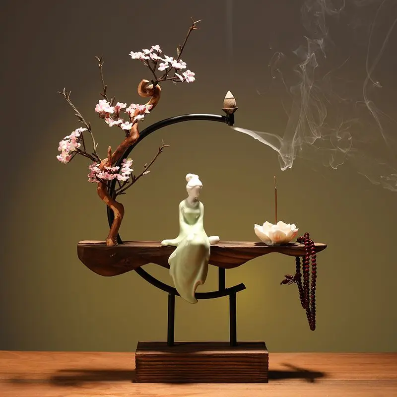 Furnishing New Chinese Style Backflow Incense Burner Creative Personality Zen Fortune Home Living Room Porch Office Furnishing