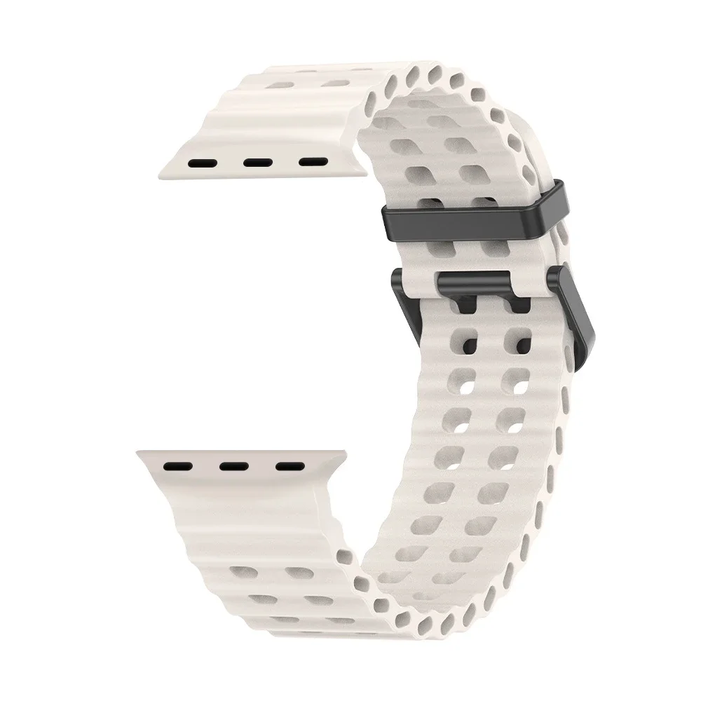 Silicone Ocean strap for Apple Watch Band 42mm 46 44mm 45mm 49mm Breathable Bracelet for iwatch series 9/8/7/6/5/4/se ultra band