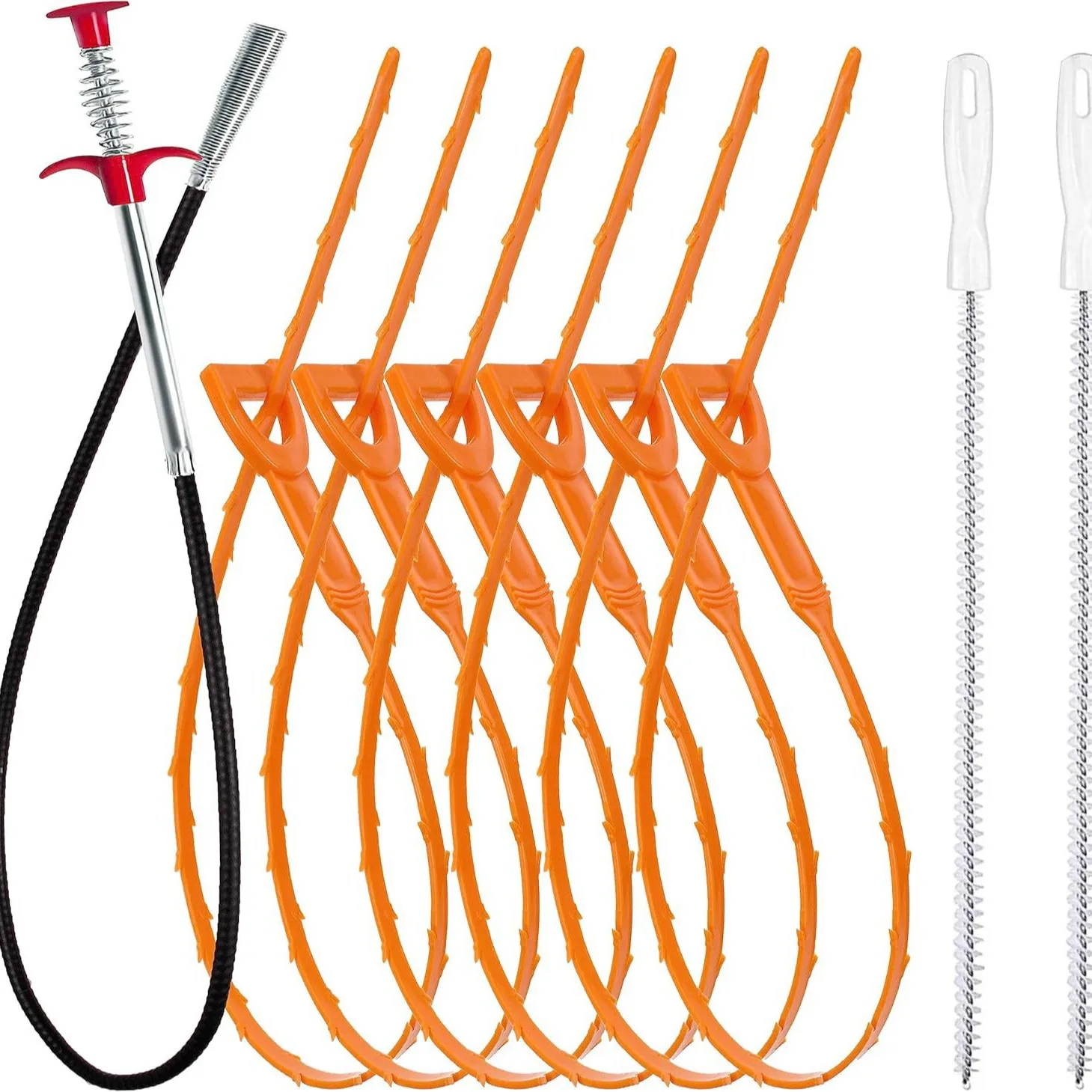 YGTITAN 9-Piece Drain Snake Clog Remover Kit, Hair Cleaning Tool for Sink & Bathtub, Plumbing Accessories