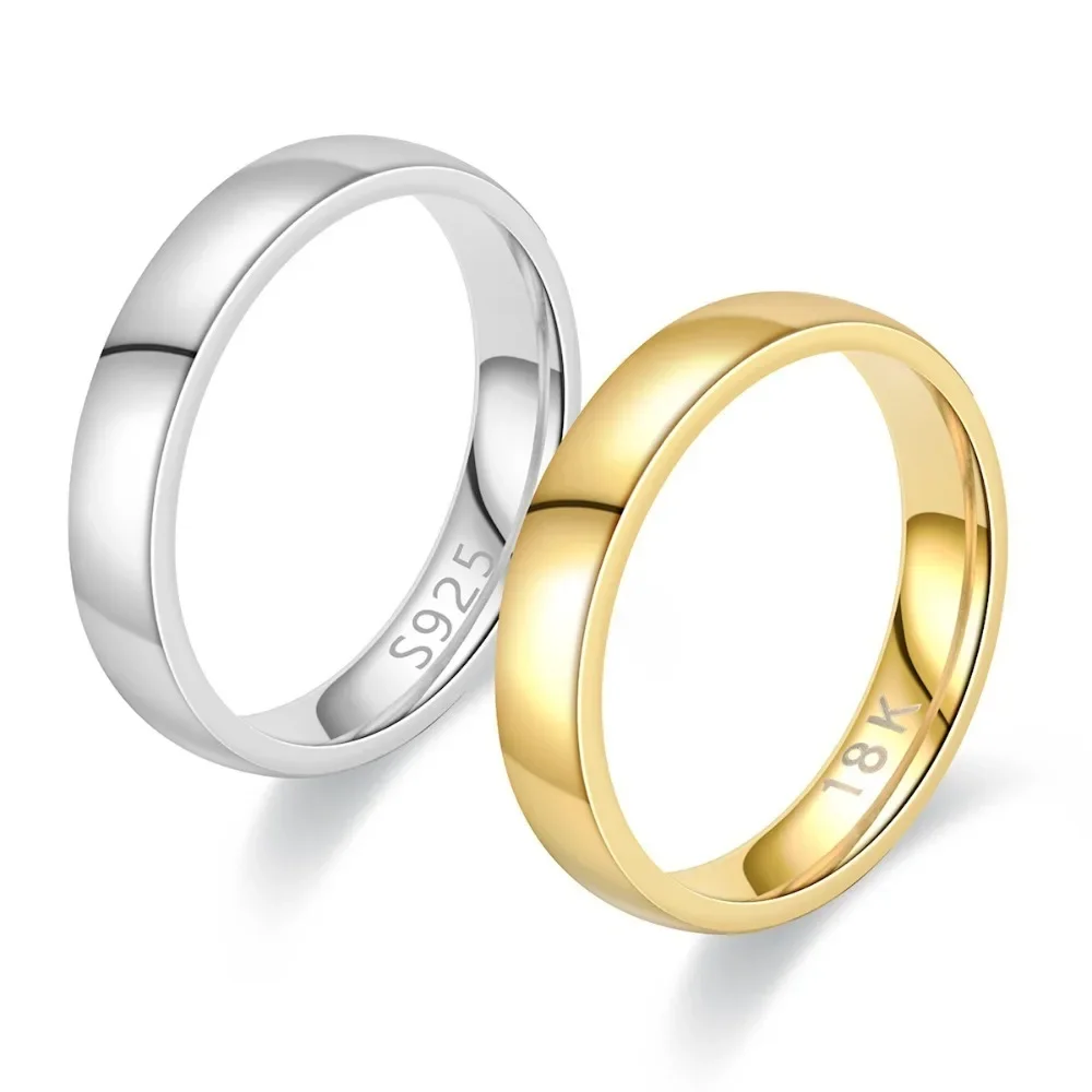 Classic Simple Gold and Silver Color Stainless Steel Couple Rings for Women Men Luxury Fashion Wedding Finger Jewelry Lover Gift