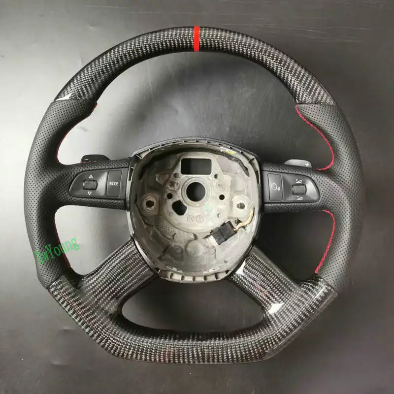 For Audi A3 A4 A4L A5 A6 A6L C6 A7 A8 D3 A8L Q5 Q7 100% Real Carbon Fiber Car Steering Wheel (No Heated)