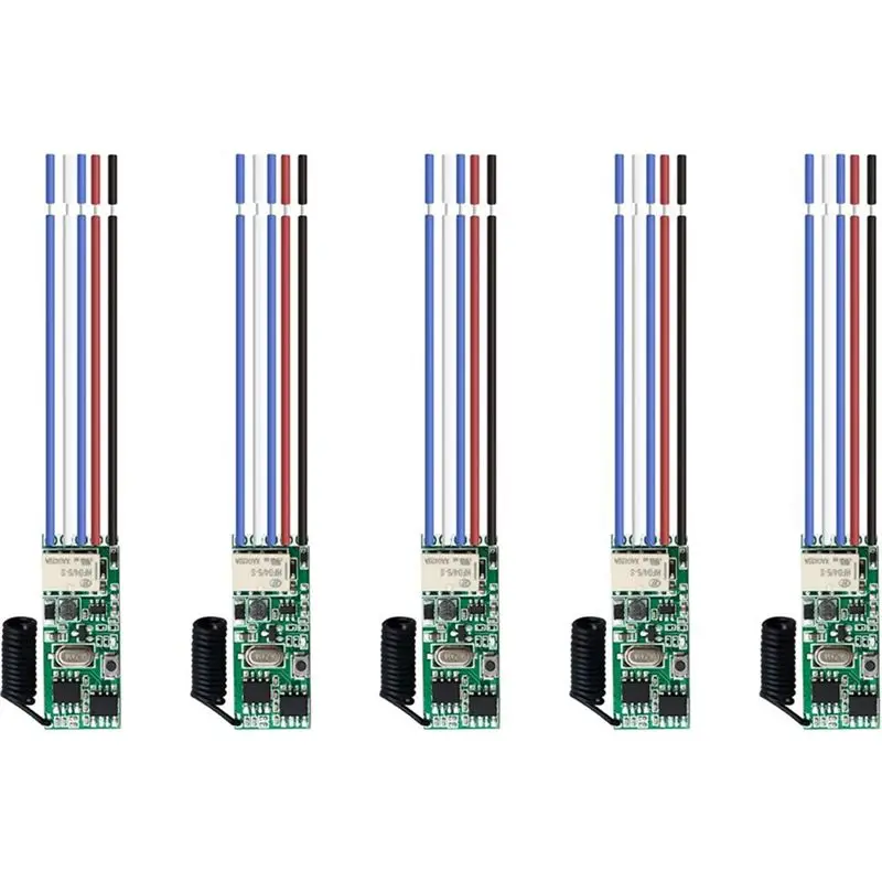 

[Techverse]-DC 9V 12V 24V 433.92Mhz Wireless Remote Control Switch 5Pcs Universal Relay Receiver LED Light Controller 1 CH DIY K