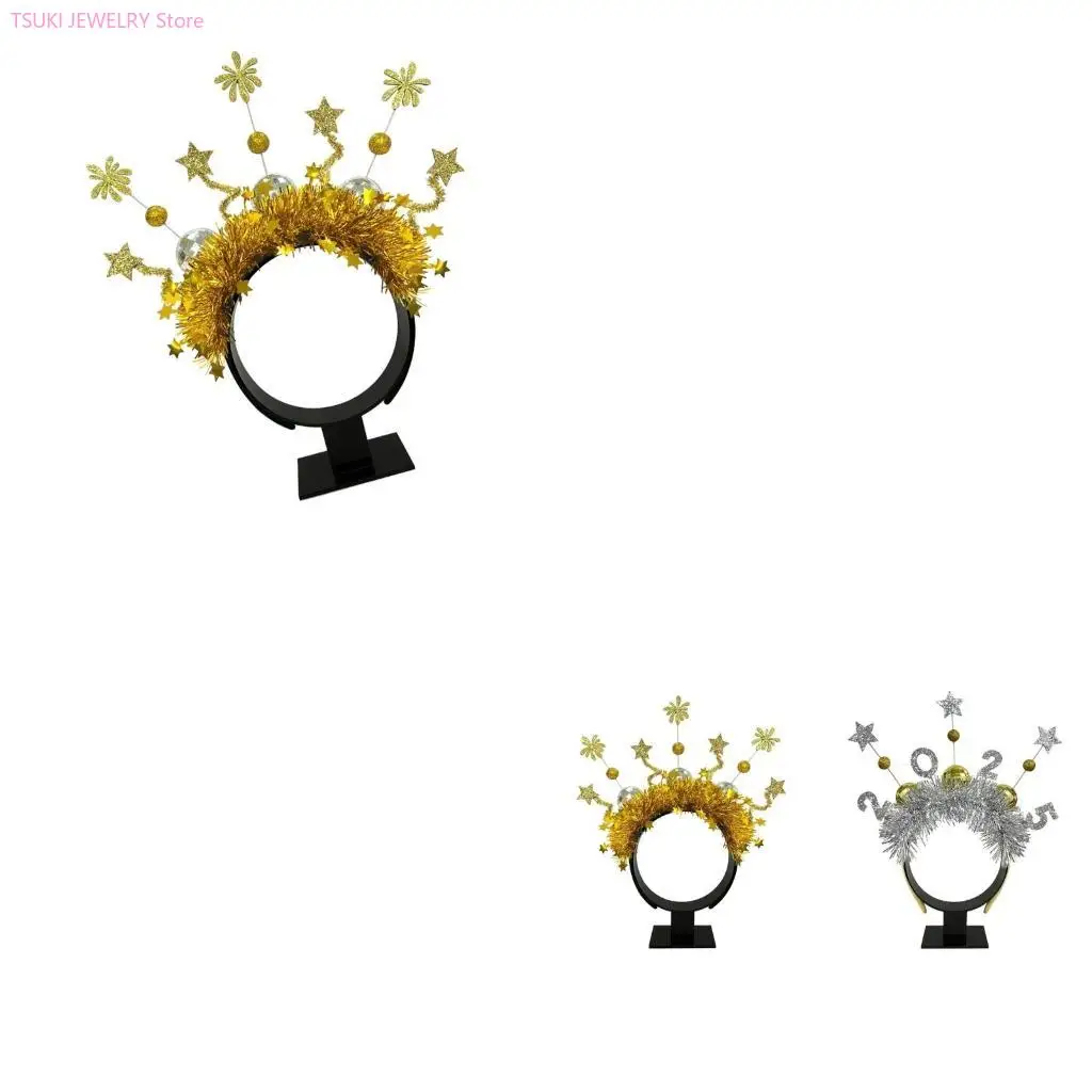 

62KE New Year Eve Family Headband Sequined Garland Hairband Holiday Party Hairhoop