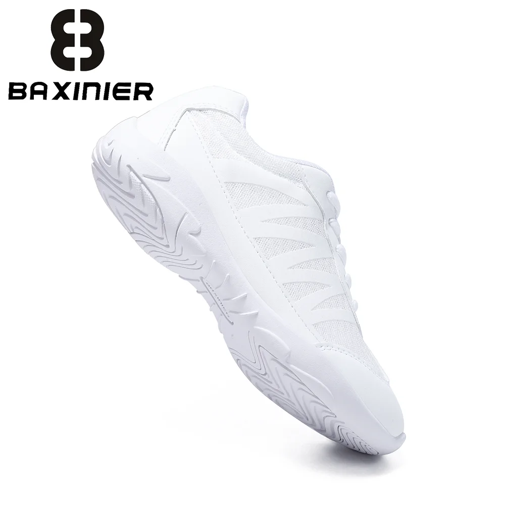 حذاء رياضي أبيض للفتيات من BAXINIER خفيف الوزن للشباب والرقص والتنس وأداء رياضي بمقبض مبطن