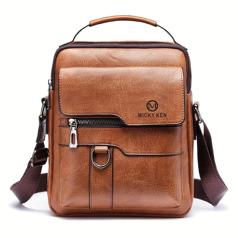 Fashion New Men's Crossbody Bag PU Leather Vintage One Shoulder Crossbody Handbag Commuter Postman Bag Men's Style