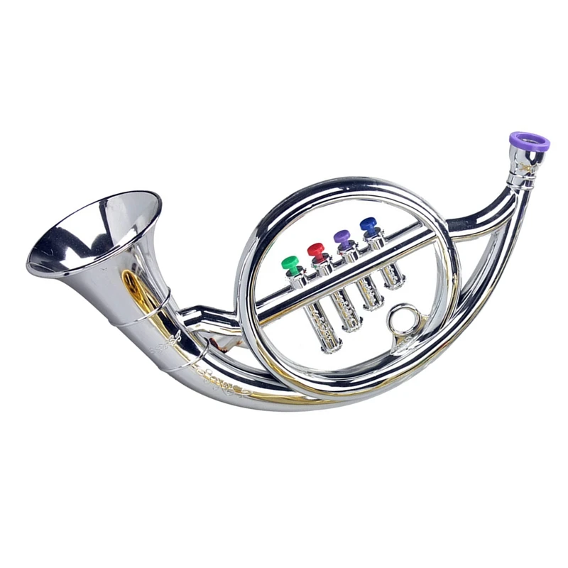 French Horn 4 Colored Keys Early Education Musical Toy Props Play Mini Musical Wind Instruments For Children Toy