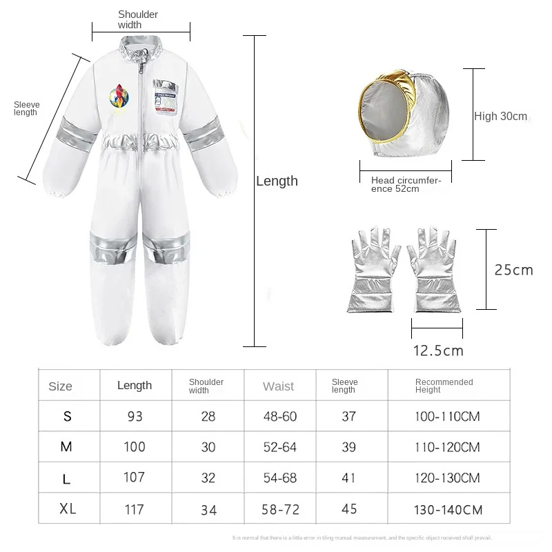 ชุดจั๊มสูทสำหรับเด็กถุงมือนักบินอวกาศชุดหมวกกันน็อคสำหรับงานปาร์ตี้วันหยุดชุดคอสเพลย์ผู้หญิงอุปกรณ์ประกอบฉากวันฮาโลวีน