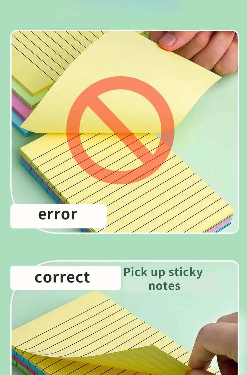200 Blatt Line Haftnotizen, 4 Farben, tragbarer Notizmarker für Studenten, zum Schreiben von Haftnotizen, selbstklebend, einfach anzuwenden – Detail 5