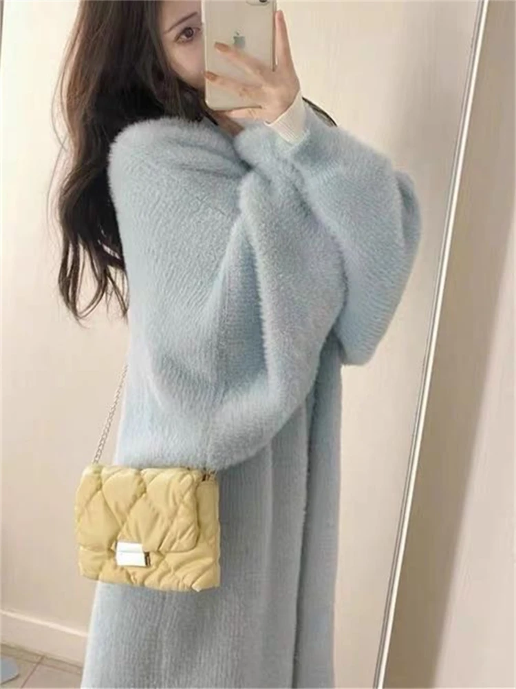 Winter Women Sweater Knitted Cardigan Oversize Girls Sweater Woman Cashmere  Pullover Tops Long Sleeve Maxi Vintage Y2k Thick