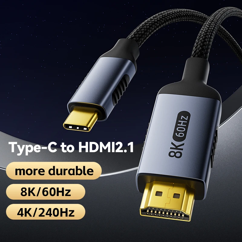 맥북 TV 컨버터용 USB C to HDMI 케이블, HDTV USB C, 에어 아이패드 폰 USB-C HDMI 어댑터, 8K @ 60Hz, 4K @ 120Hz