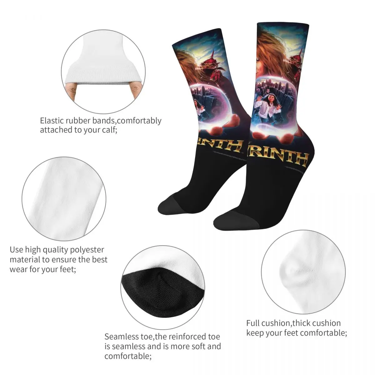 Socks Movie Labyrinth Film Merchandise for Female Flexible Socks All Season Small Gifts