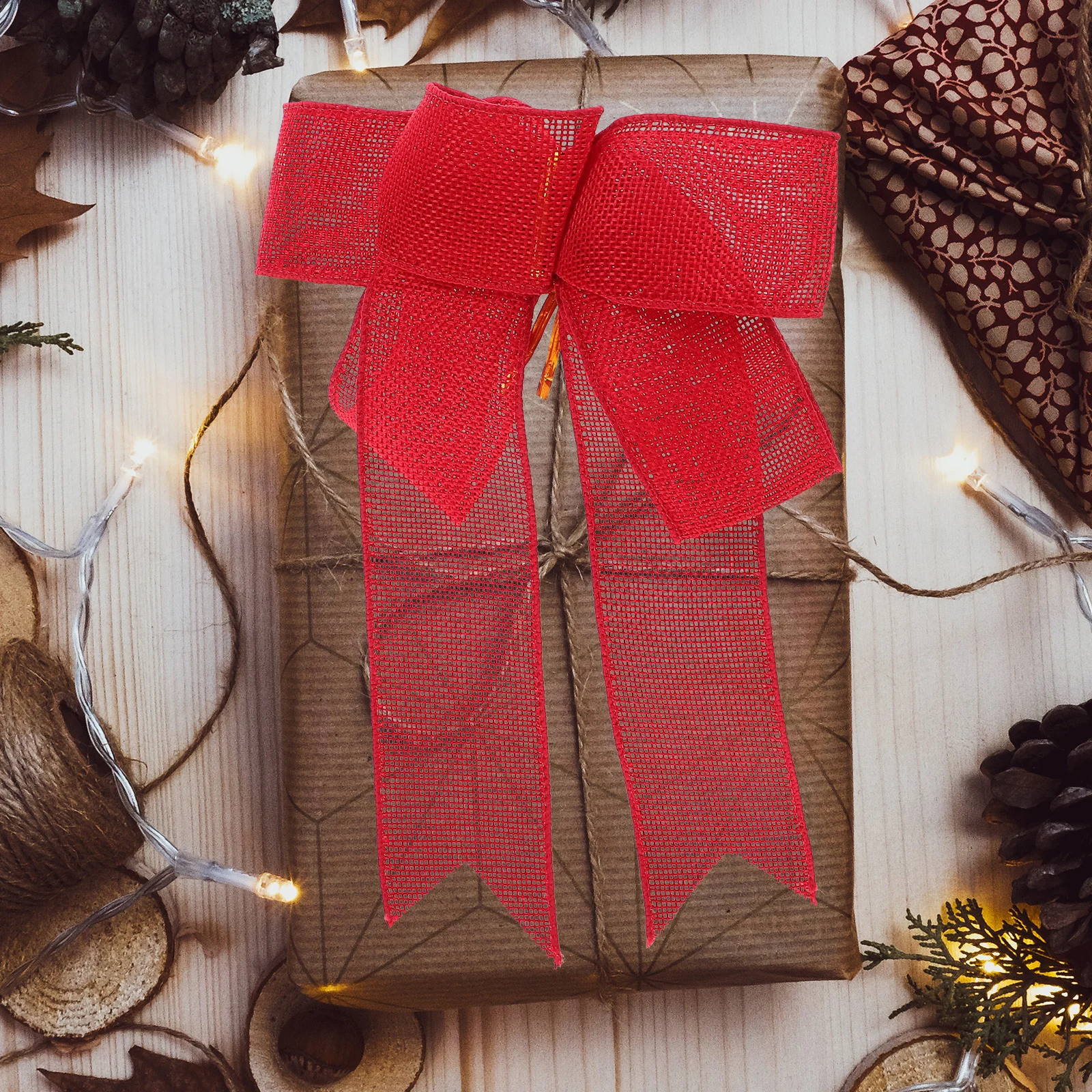 

4Pcs Large Decorative Bows for Present Wrapping DIY Linen Bow for Crafts and Decorations Rustic Linen Fabric Bowknot