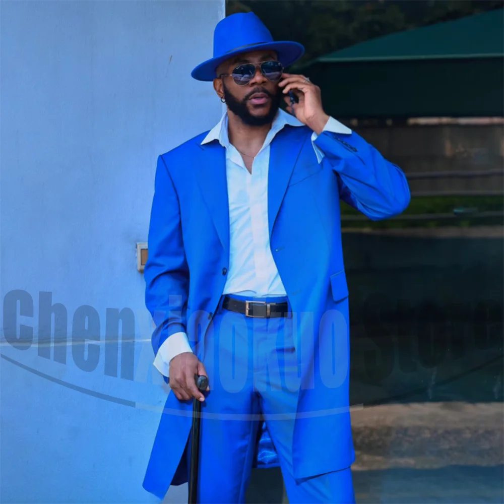 

Fashion Men Suit 2 Piece Formal Notch Lapel Single Breasted Outfit Business Casual Party Wedding Suits Long Blazer and Pants