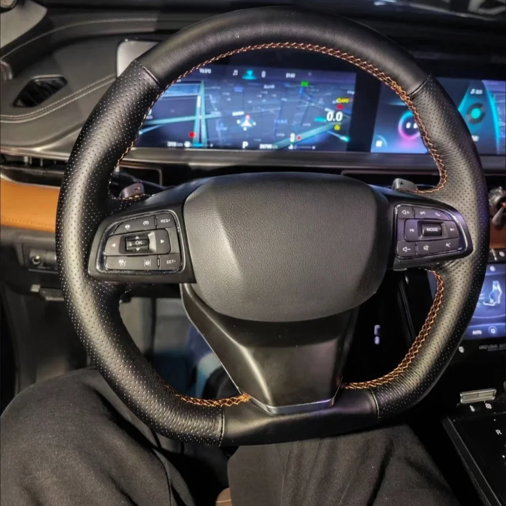 

Чехол на руль автомобиля по индивидуальному заказу, аксессуары, ручное шитье, кожа из микрофибры, нескользящий для Chery Tiggo 2 3 7 8 5X IQ QQ