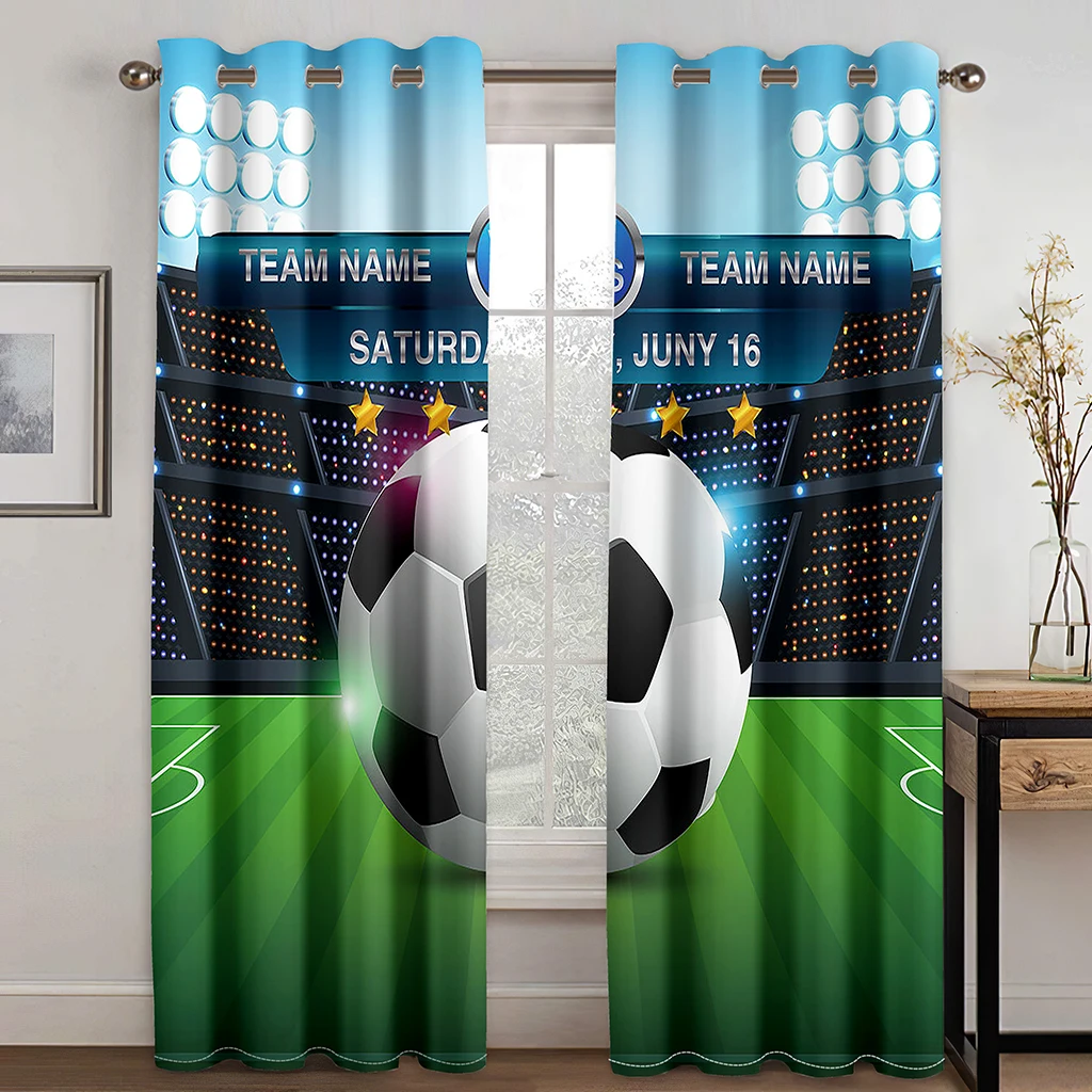 Graffiti Voetbal Sport Gratis Verzending Raam Gordijnen Voor Woonkamer Kinderen Slaapkamer Badkamer Kicthen Deur Thuis Decore 2Pcs