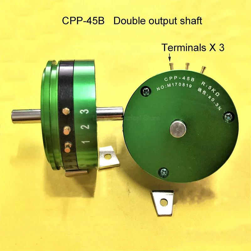 

1Pcs CPP-45 CPP45B Green Double/Single Output Shaft Center Axis Precision Conductive Plastic Potentiometer Angle Sensor