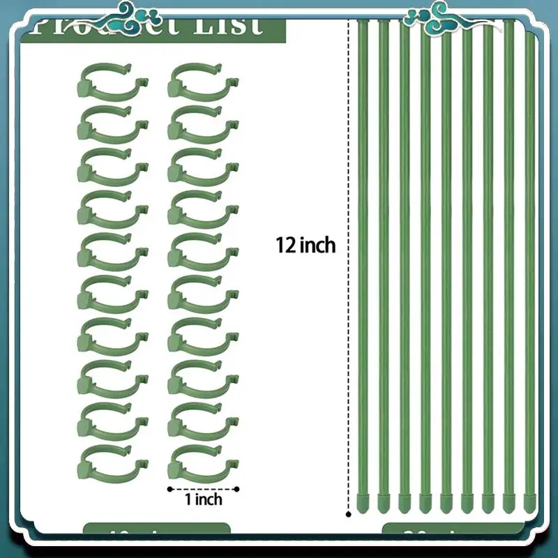 

A67K-40 Pack Plant Support Stakes Adjustable Garden Single Stem Floral Flower Support Stake Plant Cage Support Rings