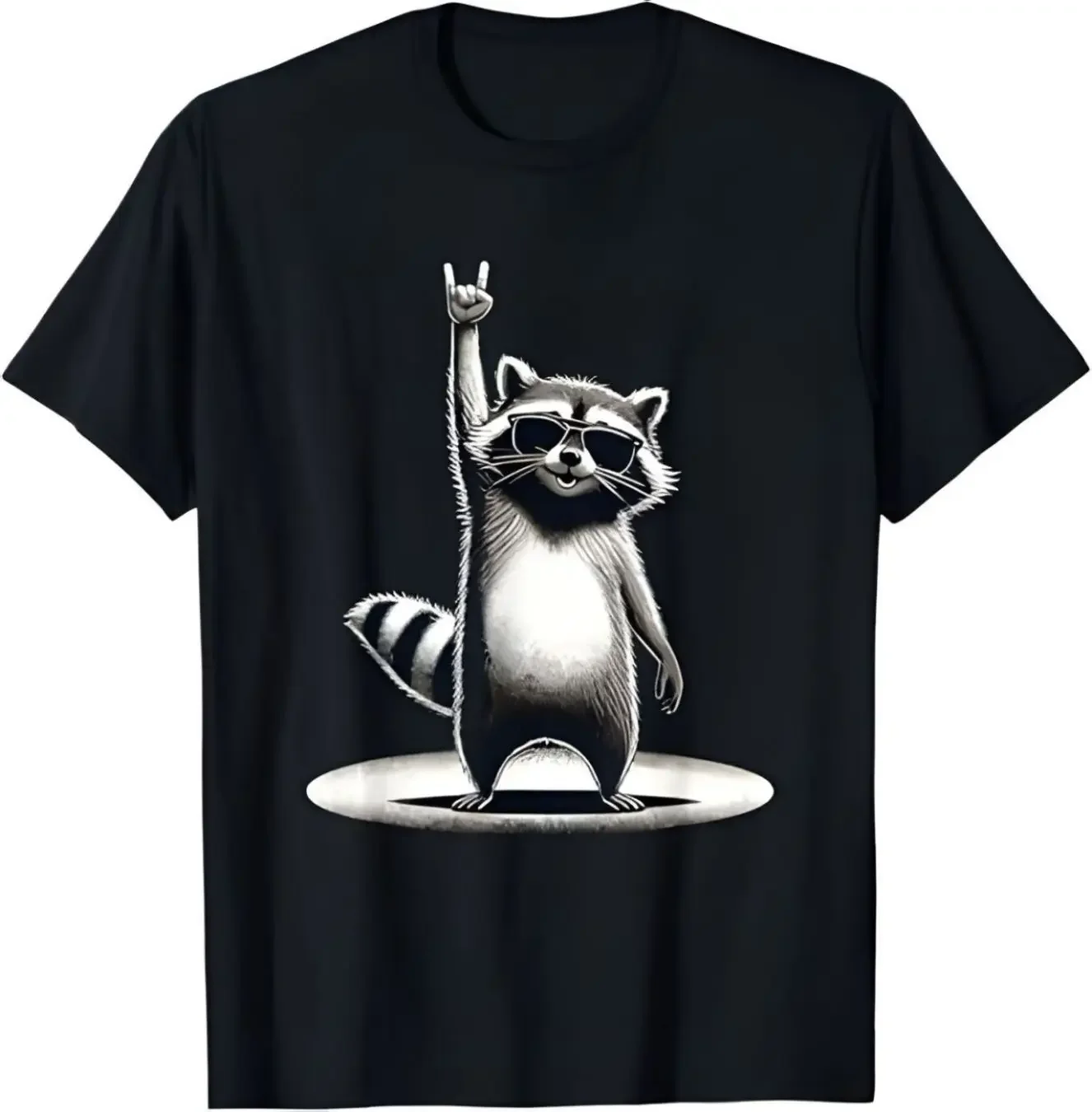 

Retro Raccoon Rock Music Gift Men Kids Women Funny Raccoon T-Shirt