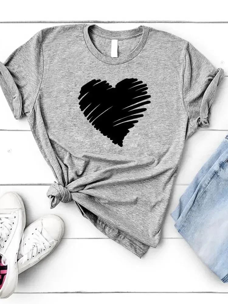 

Love Heart Letter Trend Cute Summer Lady Fashion Print Female Shirt Tee Women Clothes Short Sleeve Graphic T-shirt
