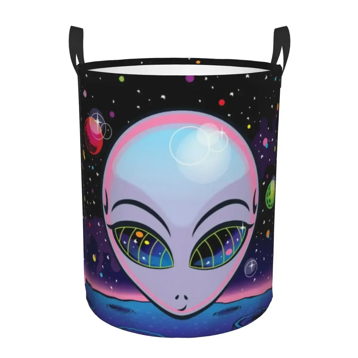 Cute Cosmic Alien Laundry Basket Collapsible Large Capacity Clothes Storage Bin UFO Sci Fi Space Baby Hamper