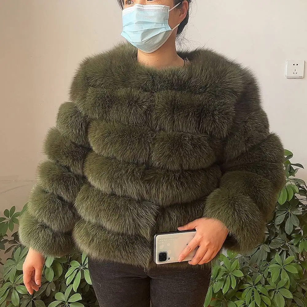 100% Natural Fur Jacket Real Fur Coat Winter Jacket Women Natural Fox Fur Luxury Fashion 50cm Short Jacket Wholesale Hot 2022