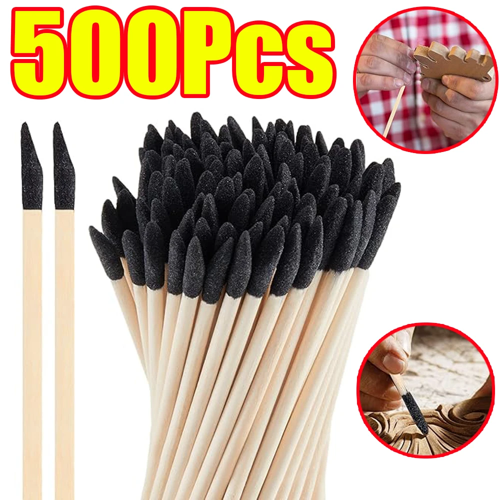 1-500Pcs Sanding Sticks Matchsticks Sanding Twigs Double Manicure Head Nail Grinding Wooden Gravel Stick Crafts and Model Making