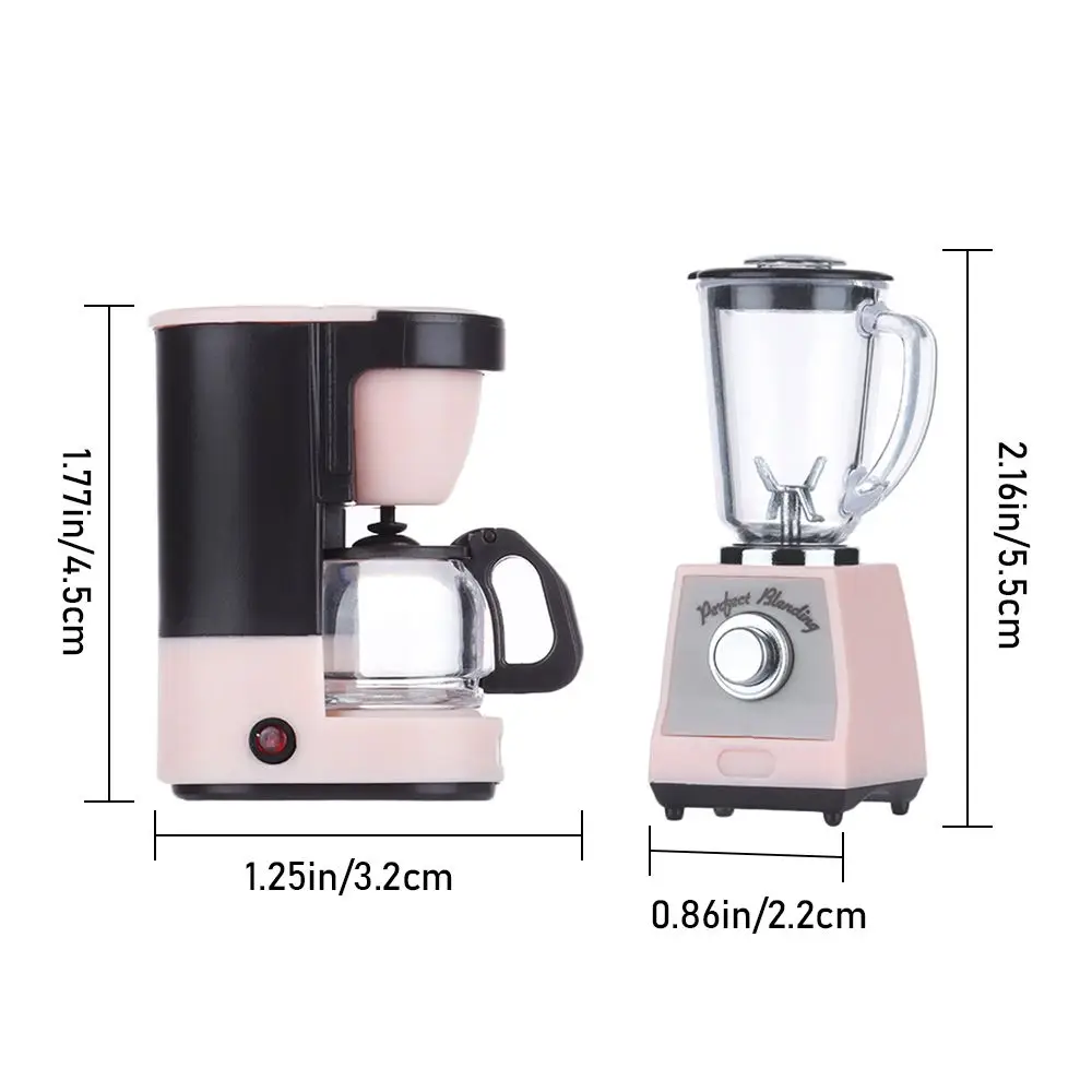 Cafetera en miniatura para casa de muñecas, máquina de pan de cocina, exprimidor de café, taza de café de Navidad, bebida, modelo eléctrico de cocina, 1:12