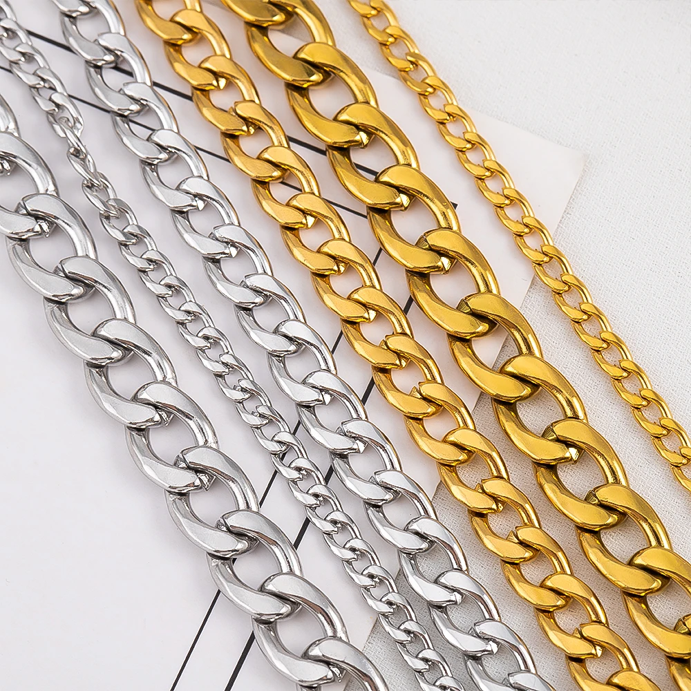 Bracelet en acier inoxydable pour hommes, largeur 3mm 5mm 7mm, chaîne cubaine, chaîne d'extension réglable, fermoir à homard, bricolage, fabrication de bijoux, 5 pièces, 2 pièces