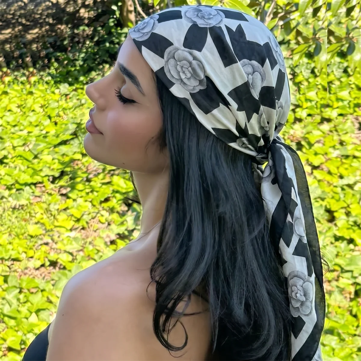 110x110cm Women Silk Square Sc - Face Scarf Mask review and price