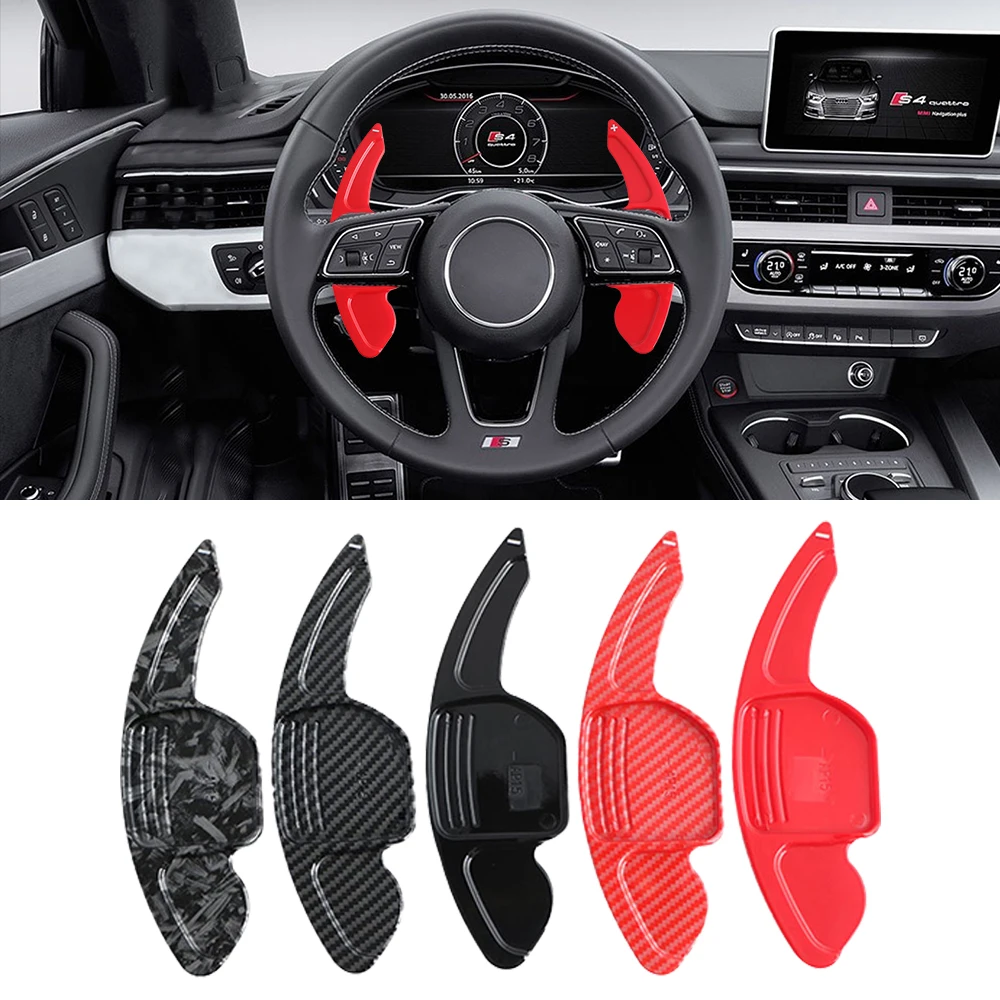 Car Steering Wheel Shift Paddle Red Black Shift Paddle Blade 2pcs for Audi A3 A4 A6 A4L 2013-2016 A5 2012-2016 A6L 2012-2018