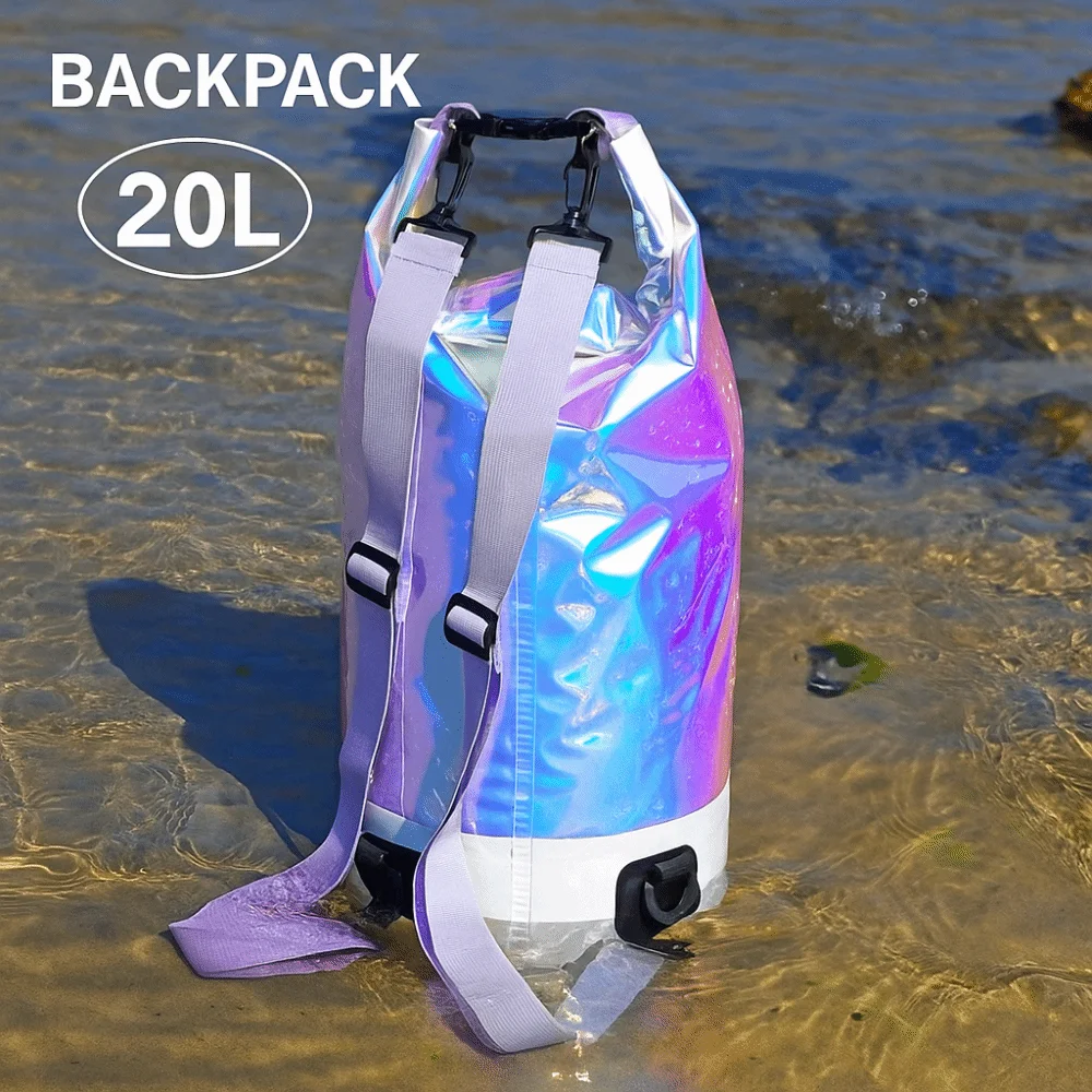 

10L/20L Waterproof Dry Bag Large-Capacity Waterproof Backpack Swimming Bucket Bag Lightweight with Shoulder Straps