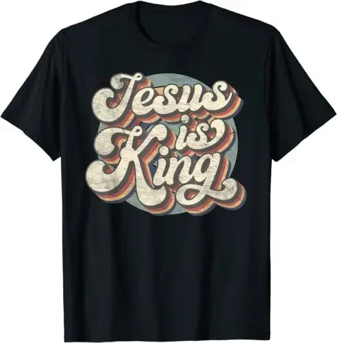 

Retro Jesus Is King Christian Religious Mens Women Tee T-Shirt S-5XL