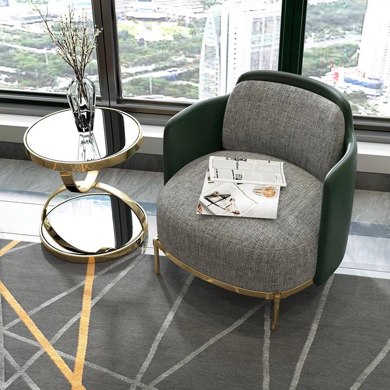 Luxury Toughened Marble Glass Corner Table Living Room Marble Sofa Side Stainless Steel Gold Round Postmoder Furnitures