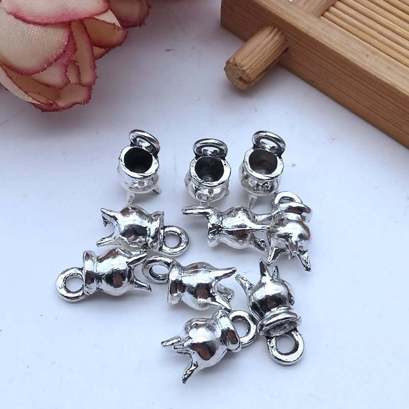 10pcs 3 Colors Halloween Witch Cauldron Cooking Pot Censer Charm Metal Charms For Jewelry Making 9x12mm