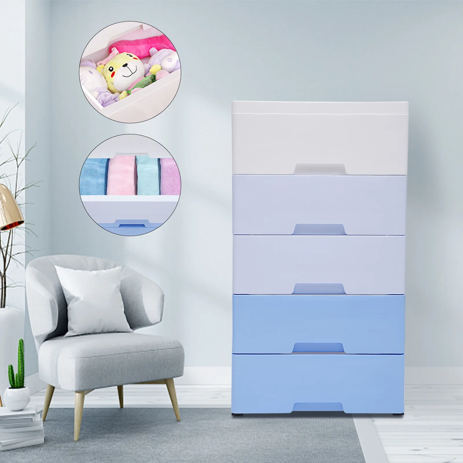

5 Drawers Storage Closet Drawers Cabinet Drawers Dresser Bedroom Cabinet Plastic