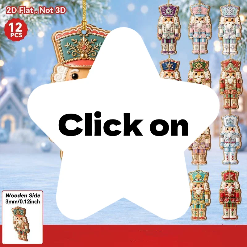 12/24/36Pcs Festival Christmas Tree Decor Vintage Nutcracker 2D Wooden Hanging Ornament For Holiday Decoration Gift Supply