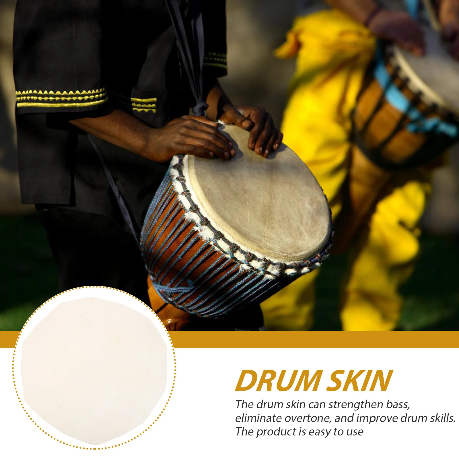 

2pcs African Drum Covers Durable Replacement for Djembe Premium Sheepskin Buffalo Skin Enhance Bass Reduce