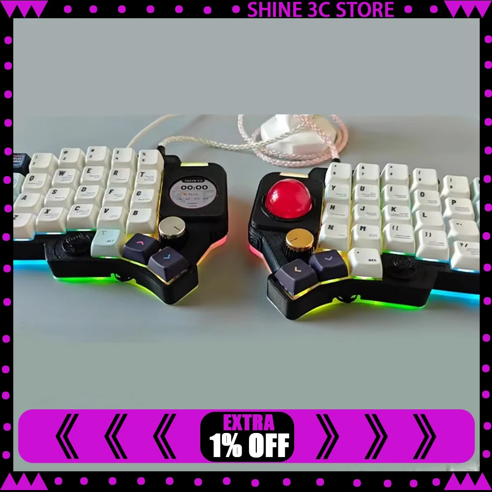 

Kpax Mote V3 Split Keyboard Kit Rp2040 RGB With Usbhub Knob Trackball Support VIAL Gasket Split Keyboard Kit Customized PC Gifts