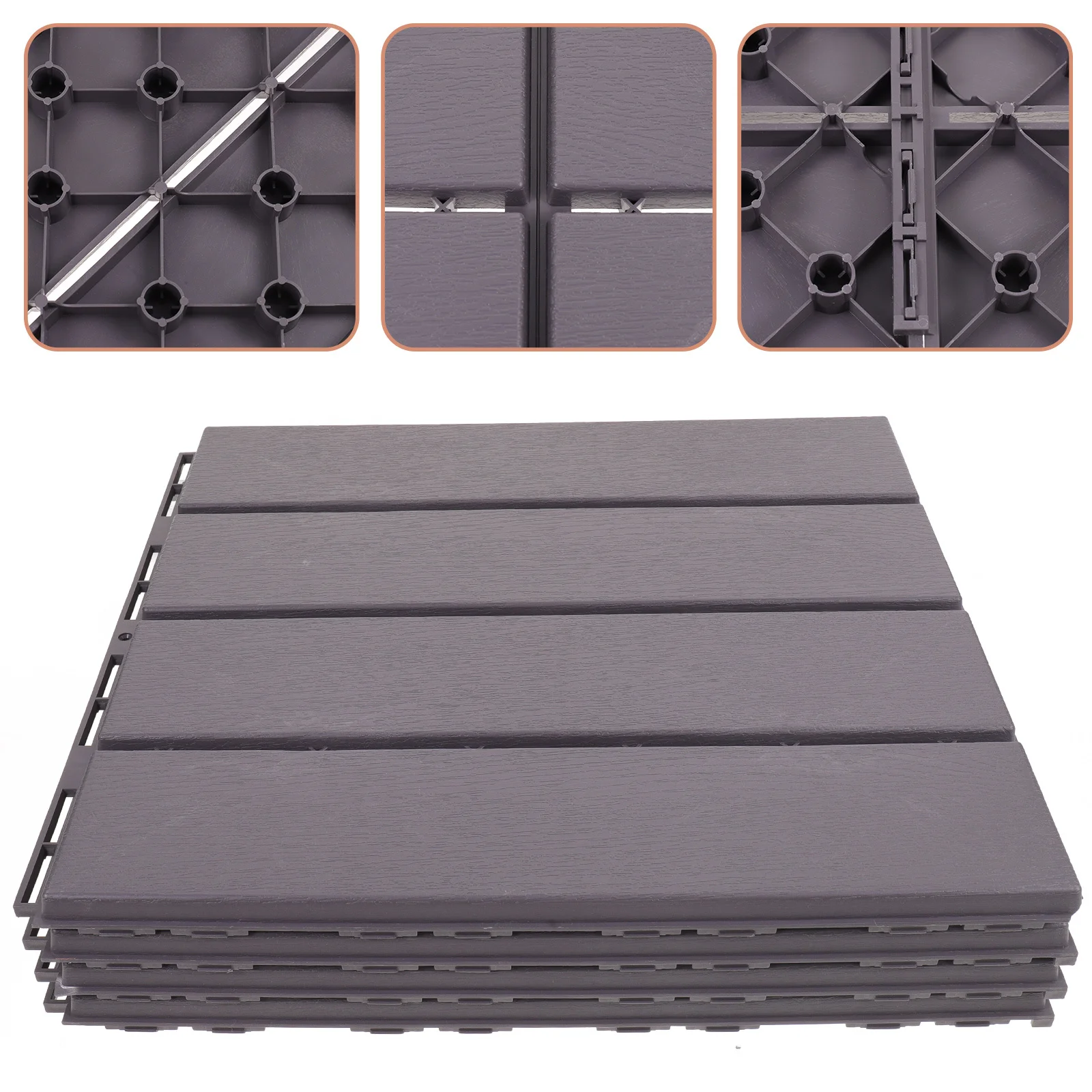 4 قطعة الذاتي تجميع المتشابكة بلاط سطح السفينة البلاستيك أرضيات خارجية شرفة سطح السفينة البلاط فناء البساط المتشابكة التزيين البلاط #5