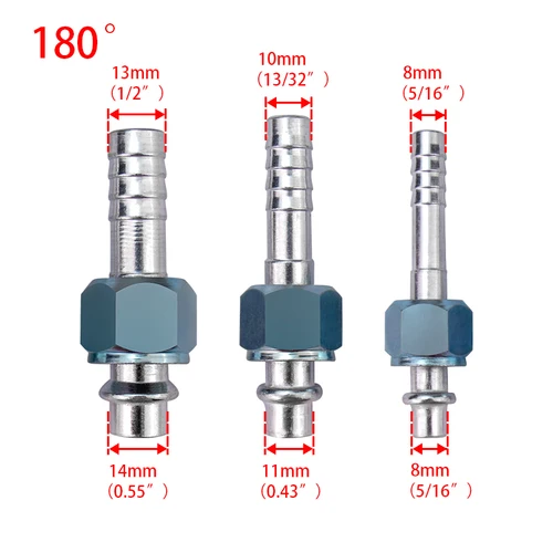 Imagen 2 del producto # 6 # 8 # 10 AC Barb montaje de aluminio 180 / 90 / 45 grados junta tórica rosca hembra 5/8 ""-18 3/4""-16 7/8 ""-14 para manguera de aire acondicionado