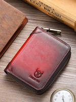 BULLCAPTAIN Men RFID Blocking Bifold Wallet Genuine Leather Card Holder Wallets with 11 Card Slots