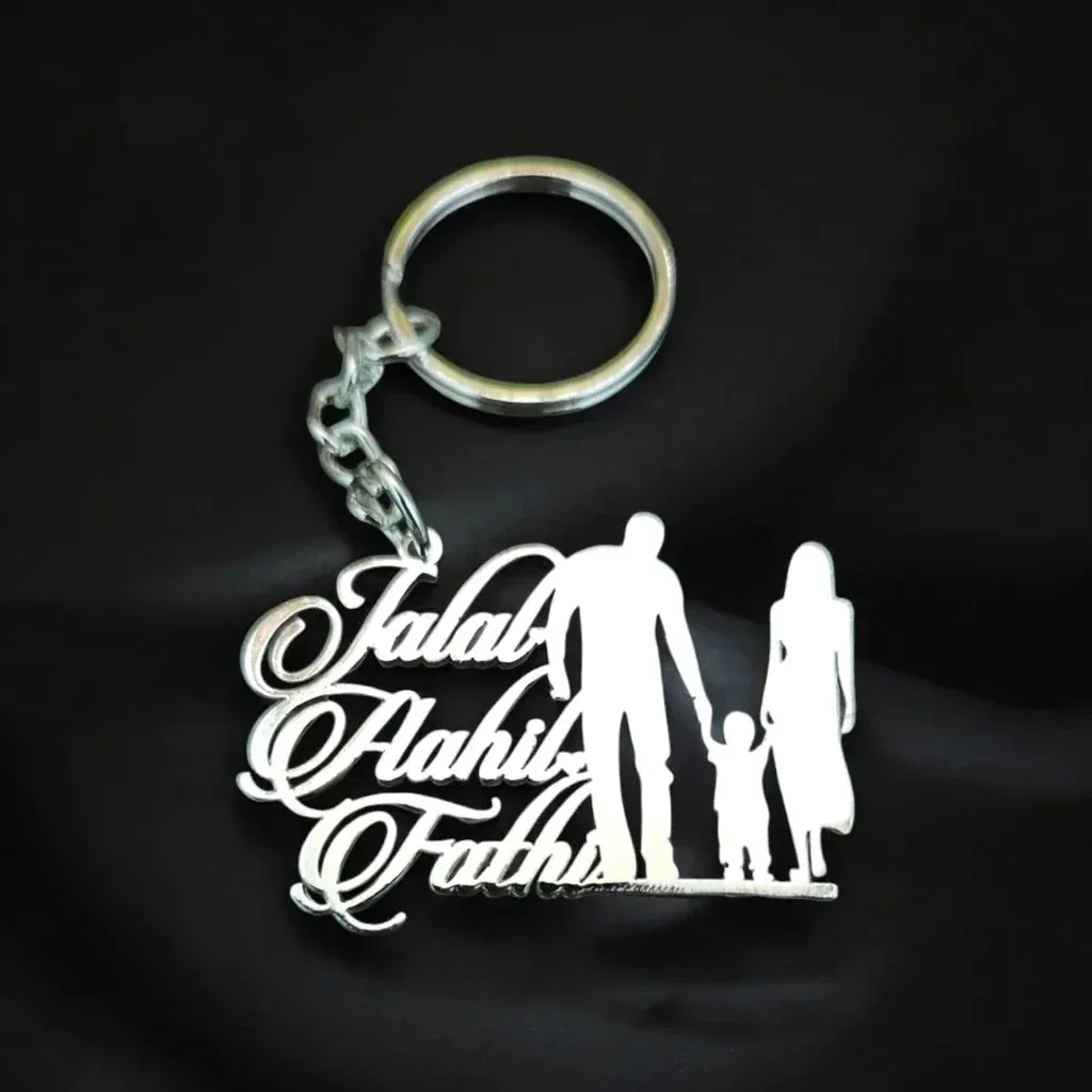 Custom Stainless Steel Multi-Name Keychains Personalized Family Member Keychains Backpack Charms Men's Pendants Gifts for Dad